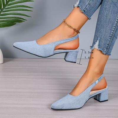 TEMU One-strap Square-toe Chunky Heel Slide Sandals Image