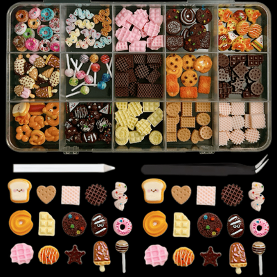 TEMU Of Colorful Resin Cartoon Chocolate, , Lollipops & Donuts Nail Art Charms - Diy Craft Decorations For Creative Nail Designs Image