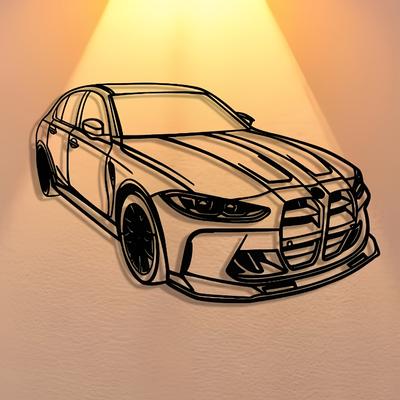 TEMU Elegant Metal Wall Art - Modern With Headlights & Grille, Office, Living Room, Bedroom, Terrace, Or Commercial Space, Ideal For And Festivals, Bedroom Decoration | Design | Headlight Art, Image