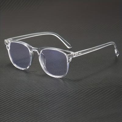 TEMU 1pc Unisex Oval Full-rim Anti-blue Light Glasses, Minimalist Clear & Lenses, Eye Protection For Computer, Gaming, Tv, And Phone Use Image