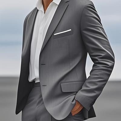 TEMU A Two-piece Men's Suit With A Lapel, Suitable For Weddings And Important Occasions, Wearing At Wedding Banquets. Image
