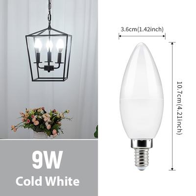 TEMU 8pcs Led Candle Bulb E14 Ac85-265v 3w 6w 9w Led Candle Bulb For Home Decoration Lamp Commercial Lighting Image