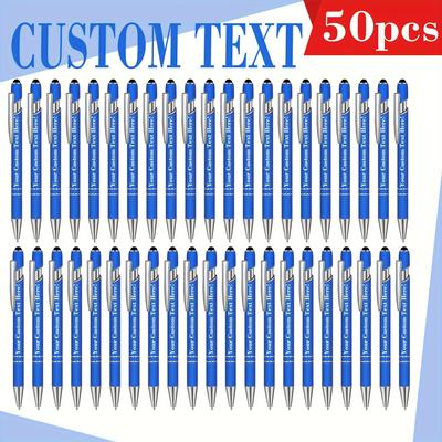 TEMU 50 Custom Engraved Metal Ballpoint Pens, Colorful Round Tip Options, Personalized Writing Tools For And Office Use, Suitable For Teens And Adults, Featherless Party Gift - Ages 14+ Image