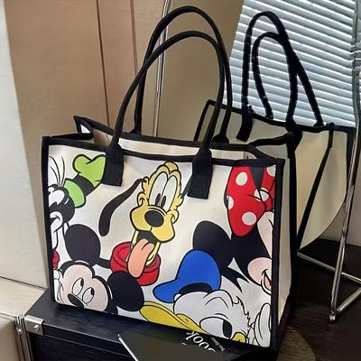 TEMU 1 Goofy Mouse Duck Shoulder Bag - Large Capacity Travel Tote With Zipper Closure, Colorful Cartoon Backpack For Daily Use & Shopping, Backpack, Daily Shoulder Bag, Design, Secure Zipper Closure Image