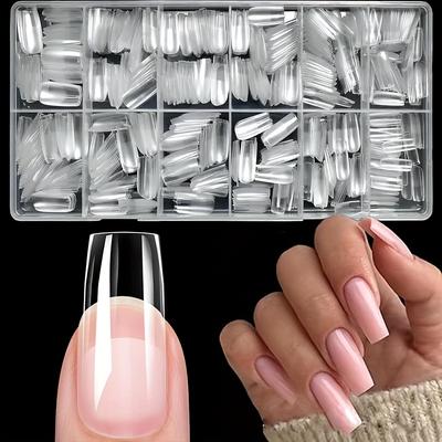 TEMU 600pcs Of Nail Tips, Gel X Full Cover False Nails For Extending Nails In Nail Salons. Image