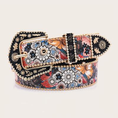 TEMU Women's Vintage Floral Waist Belt - Bohemian Style, Adjustable With Artistic , Dresses, Jeans, Pants - Ideal For Daily , Parties, And Formal Events, Fashion Accessory|vintage Waist Belt|artistic Image