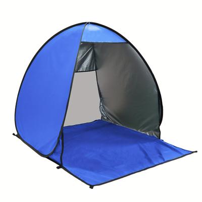TEMU Narmay Pop-up Beach Tent, Upf 50+ Waterproof Sun Shade Shelter, Automatic Family Picnic Canopy With Sand Anchor, Portable Outdoor Cabana For 1-2 , Steel/polyester Fiber, Blue, Sunshade Image