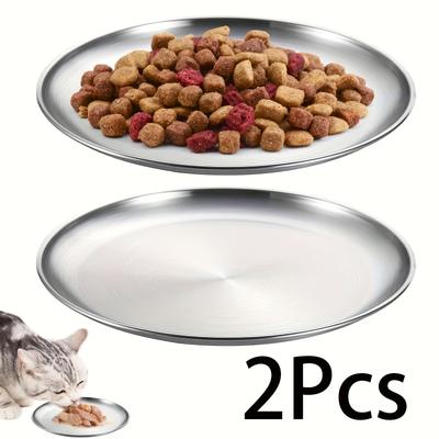 TEMU 2/4pcs Stainless Steel Wide Beard Flat Cat Bowl, 14cm, Suitable For Indoor Small Dogs And Cats Pet Feeding Tray Image
