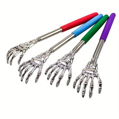 TEMU 4pcs Colorful Extendable Telescopic Back Scratchers - Portable Metal Claw Design For Hard-to-reach Areas,, | Unique Grip Handle | Durable Scratcher