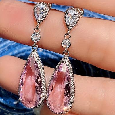 TEMU 1 Dangle For , Synthetic Zirconia, Copper -free , Jewelry For , , Banquet, 's Day , April Birthstone Image