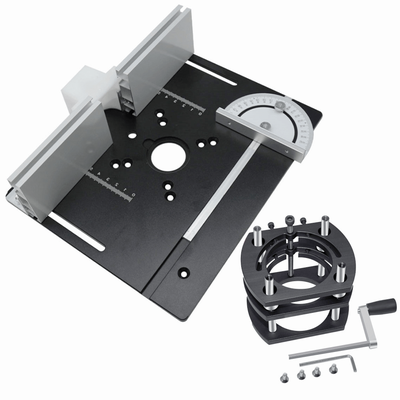 TEMU Woodworking Manual Router Lift Jig And Insert Plate Kit - Aluminum Alloy Table Router Lift And Plate - Fast And Precise Tool For Adjusting Milling Cutter Bit Height Image