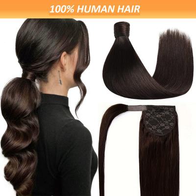 TEMU Hair Ponytail Wrap Around Clip-in Hair Extension - Straight Darkest Brown With For , Elegant Style For Women, Adds Volume & Length, Suitable For All Light Beige Tones Image