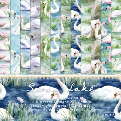 TEMU 1 Set Of Swan-themed Decorative Paper, 24 Sheets Of 6-inch Single-sided Paper, Used For Decorating Walls, Desktops, Photo Frames, Etc., And Can Be Used As Message Paper Or Image