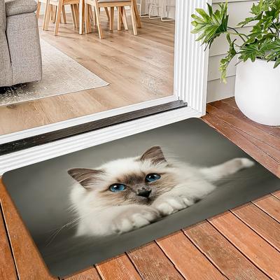 TEMU 1pc Entrance Floor Mat, Cute Cat Animal Print Pattern Mat, Polyester Non-slip Mat For Indoor Outdoor Entrance Floor Doormat Kitchen Floor Mat Floor Mats Natural Durable And Image