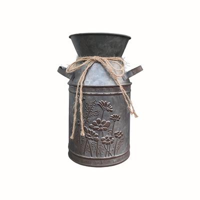 TEMU Vintage Metal With - Rustic Iron Decorative Vase For Dried Flowers, Tabletop Ornament For Home, Garden, Or Farmhouse Style, Garden Decor | Vintage | Durable Metal, Metal Wall Art Decor Image