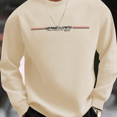 TEMU Simple Printed Element Casual Men's Sweater, Men's Casual Graphic Design Slightly Stretch Autumn And Winter Round Neck Sweater Sweater Spring And Autumn Image