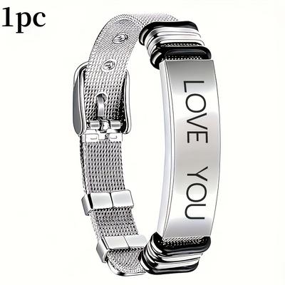 TEMU Custom Personalized Men's Name Bracelet For Both Men And Women Fashion Creative Bracelet With Adjustable Clasp Image