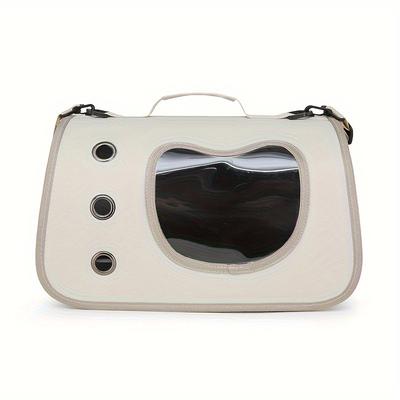 TEMU A Portable Pet Backpack Suitable For Cats And Puppies - Soft, Breathable Polyester Material, With Zipper Closure, Ventilated Pet Travel Bag, With Handle Image