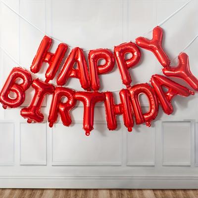 TEMU A Set Of 13 Birthday Balloons With English Letters For Party Decoration, Featuring Colors For Photography Props And A Vibrant Atmosphere. Image