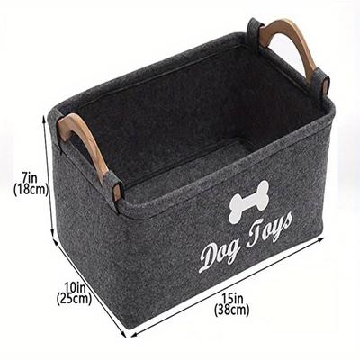 TEMU Stylish & Felt Pet Toy Storage & Laundry Basket For - Home Organizer Made Of Polyester, Ideal For Cleaning Supplies Image