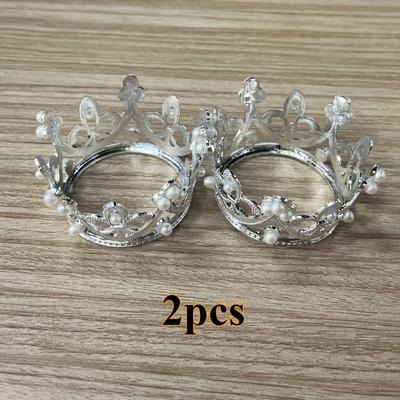 TEMU 2pcs Crown Cake Decoration Decoration Baking Birthday Cake Accessories Qixi Tiara Decorative Birthday Crown Image