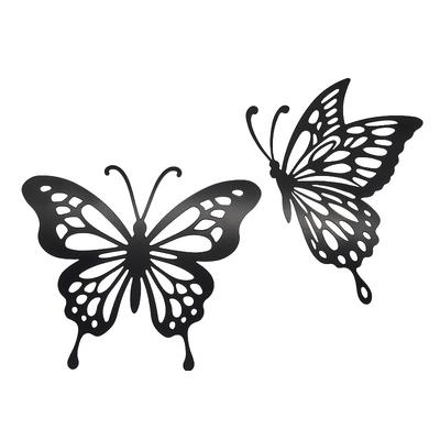 TEMU 2pcs Wall Art Decor, Metal Silhouette Hanging Butterflies, Garden Patio Living Room Bedroom Balcony Decor, No Power Needed, Perfect Gift For Image