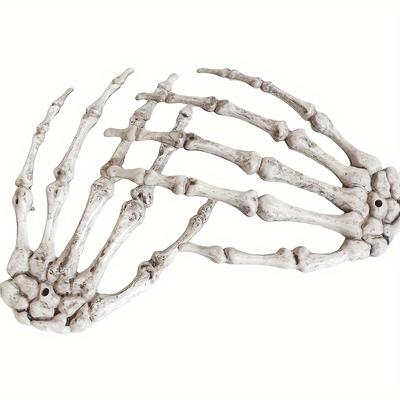 TEMU 2pcs Halloween Skeleton Hands Decorations, Resin Hand Bones, Halloween Haunted House Props, No Electricity Needed, Featherless Scary Party Accessories Image
