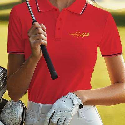 TEMU Women's Shirt Short Sleeve T-shirt With Golf Letter Logo Print Image