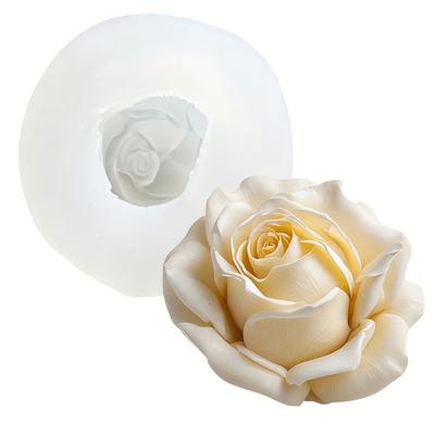 TEMU White Rose Silicone Mold For Resin, Candle, And Soap Making – Detailed , Diy Gifts, Crafts, And Home Decor, Soap Crafting Tools | Floral Mold Design | Flexible Silicone Mold Image