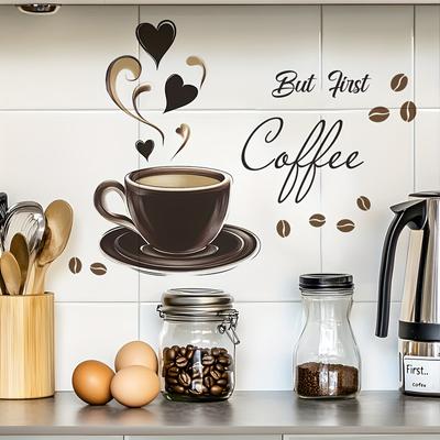 TEMU Minimalist Creative Coffee Cup Wall Stickers For Beautifying Cafes And Kitchens. Image