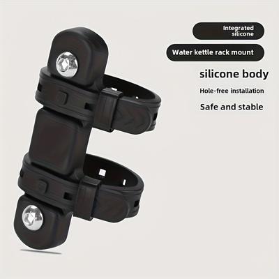 TEMU 1 Bicycle Water Bottle Cage Adapter - Easy No-hole Installation, Silicone Conversion Base For Road And Mountain Bikes, Anti-drop Design, Black Rubber, Suitable For Cyclists, Bike Accessories Image
