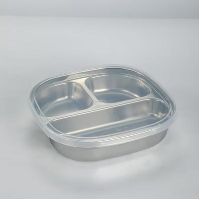 TEMU Stainless Steel Dinner Plate With Pp Lid, Suitable For Restaurants, Kitchens, Cafeterias, Corporate Catering, Holiday Parties, Pre-dinner Plates Image