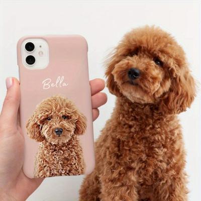 TEMU Customized Case, Photo + Name To Customize Dog Phone Case, Custom Cat Phone Case, Personalized Phone Case, Memorial Gift Image