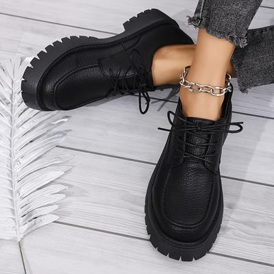 TEMU Women's Fashionable Brown Oxford Shoes - Casual Round Toe, Synthetic Upper, Rubber Sole, , Casual Footwear | Stylish Casual Shoes | Footwear Image