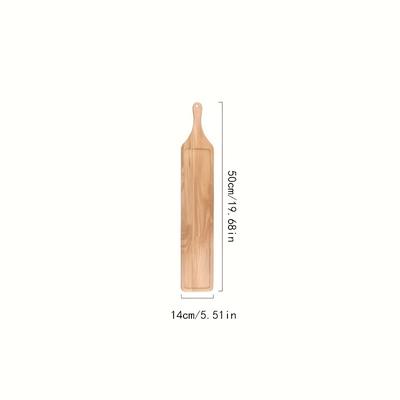 TEMU 1pc Premium Oak Wood Serving Platter - Warm Pot, Meat & Cheese Boards, Rectangular Dish For Kitchen And Restaurant Use Image