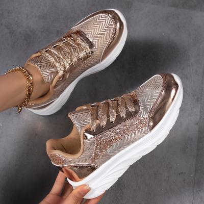 TEMU Teenage Girl Sports Shoes Summer Gauze Transparent Board Shoes Young Girls' Shoes Casual Versatile Sports Trendy Shoes Glossy Color Shoes Silvery Shoes Girls' Summer Shoes Image