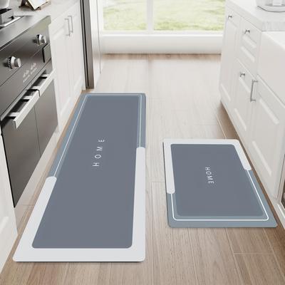 TEMU 2pcs Soft Absorbent Floor Mats, Rectangular Anti-slip And Water-absorbing Mat, Suitable For Kitchen, Bathroom, Toilet, Home Decoration. Durable Image