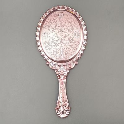 TEMU Vintage Floral Handheld Mirror - , Portable, No Battery Needed - Touch-ups Anywhere Image