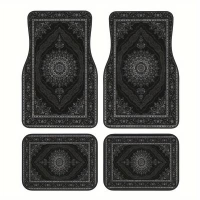 TEMU 4pcs Luxury European Pattern Printed Car Mats - Universal For Cars And Suvs Protection - Perfect Gift For Men And Women Image