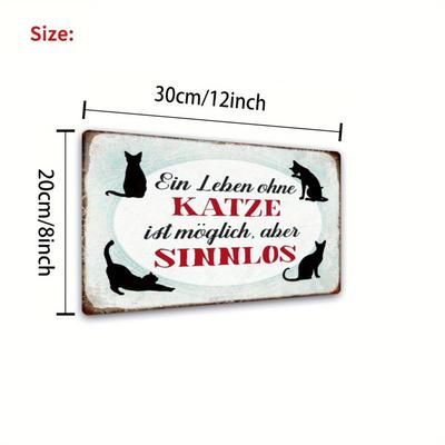 TEMU 2d Flat, 1pc 8x12 Inch Retro Metal Tin Signs 2d Flat Treasure Quote Life Without Cats Metal Wall Decor Tin Sign Sheet Multicolor / 20*30cm/8*12inch, 2d Flat Image