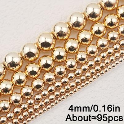 TEMU 2/3/4/6/8/10mm Golden Round Black Onyx Beads Hematite Hole Bead Spacer Beads Suitable For Handmade Necklace Bracelet Hair Accessory Earrings Shoe Decoration Clothing Accessories Image