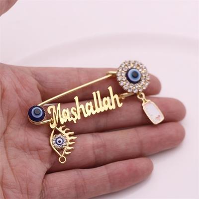 TEMU 1pc Evil Eye Shaped Brooch Pin With Pendants Lapel Pin For Women Dress Sweater Clothing Accessories Girlfriend Wife Mother Birthday Wedding Gift Image