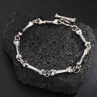 TEMU 1pc Metal Bone Bracelet, Personalized And Fashionable, Trendy Men's Necklace, Suitable For Banquets, Dances, Music Festivals, Dates, Gifts, And Summer Travel Image