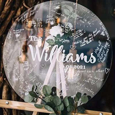 TEMU Custom Acrylic Wedding Guest Book - Elegant Clear Board With & Special Dates, No Power Needed, Events & Meetings, Wedding Guest Book Image