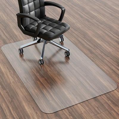 TEMU 1pc Non-slip Office Chair Mat For Hardwood And Tile Floors - Rectangular Vinyl Floor Protection, Easy To Clean, Ideal For Gaming And Desk Chairs, Black Image