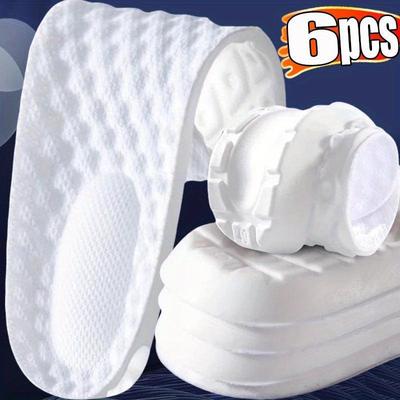 TEMU 3pairs White Latex Memory Foam Insoles For Sports Support Shoe Pads High Elastic Sport Insole Feet Care Insert Cushion