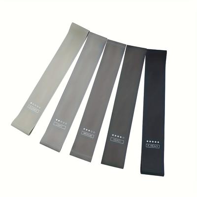 TEMU 5pcs Hip Resistance Bands - Black And Gray, Suitable For And Legs, Adjustable, Full Body Chains, Must-have In Home Gym, Yoga Pull-up Band Image