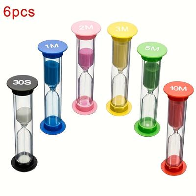 TEMU 6pcs Set Plastic Sand Timers, Colorful, And Fun, Non-electric, With Hourglass, For Classrooms, Games, Exercise, Relaxing Mood, , As Great Exquisite Gift Image