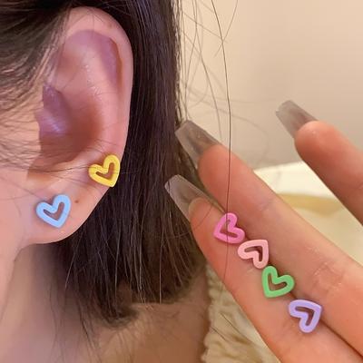 TEMU 1pc6pcs Set Dopamine Ins Sweet Element Colorful Earrings Versatile Image