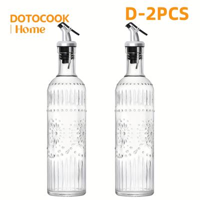TEMU 2pcs Olive Oil Dispenser Bottle Set - 17oz Clear Glass Oil & Vinegar Dispensers, Coffee Syrup Dispenser With 4 Pourers For Kitchen Use - Hand Wash Only - Round Shape - Dotocook Image